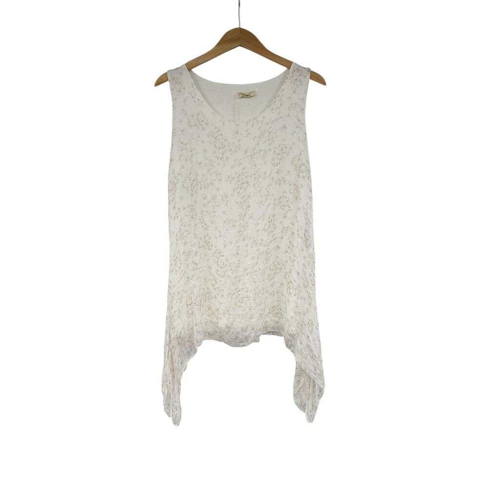 Giusy Made In Italy Silk Sharkbite Hem‎ Tank Top Floral Dainty Fairy Romantic M